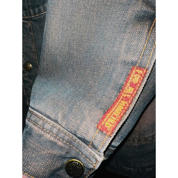 7 FOR ALL MANKIND COAT BLUE DENIM JEAN JACKET SHERPA LINED FLEECE SMALL S - Picture 5 of 5